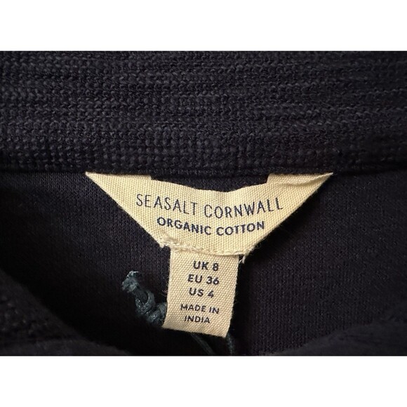 NEW Seasalt Cornwall Women Size 4 Organic Cotton Henley Sweatshirt Maritime Blue - Picture 6 of 8